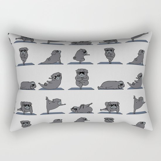 Black Pug Yoga Rectangular Pillow