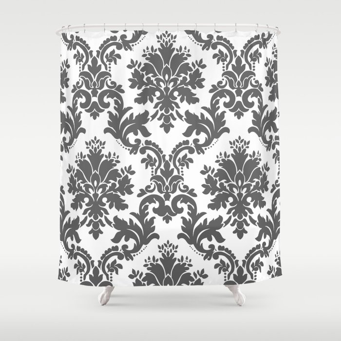 Gray Floral Shower Curtain