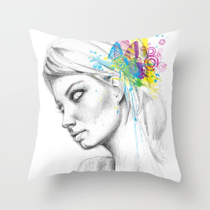 Butterflies Girl Fairy Throw Pillow