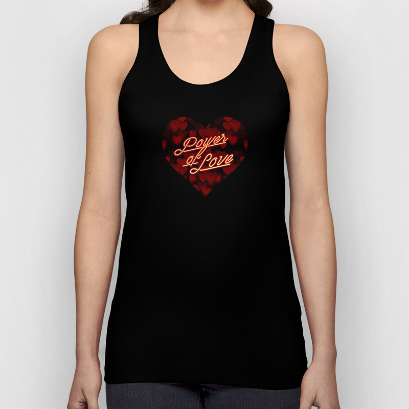 Inspirational Love Quotes Retro Neon Sign Valentine S Red Black Hearts Bokeh Pattern Unisex Tank Top By Toomuchfun Society6