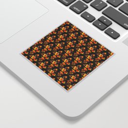 Christian Cross of Autumnal Leaves Repeat Pattern Sticker