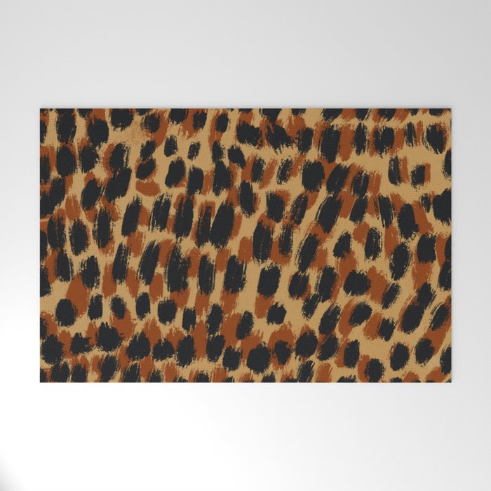 Brushstrokes leopard spots pattern Welcome Mat