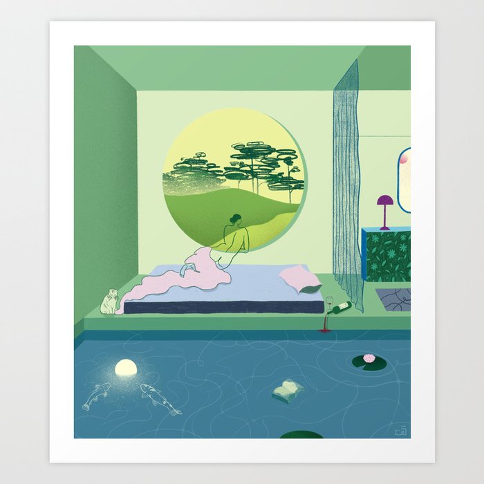 Koi Pond (Green) Art Print