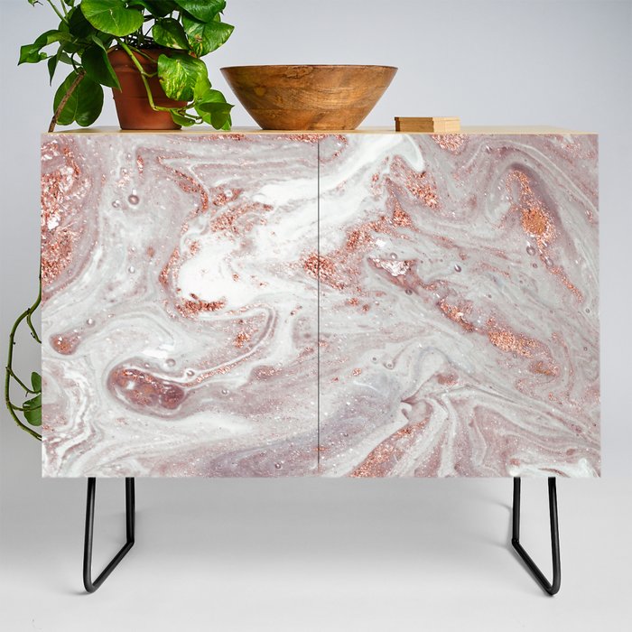 Marble And Copper  Credenza