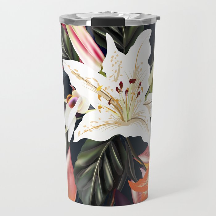 New luxury floral art : Black Travel Mug