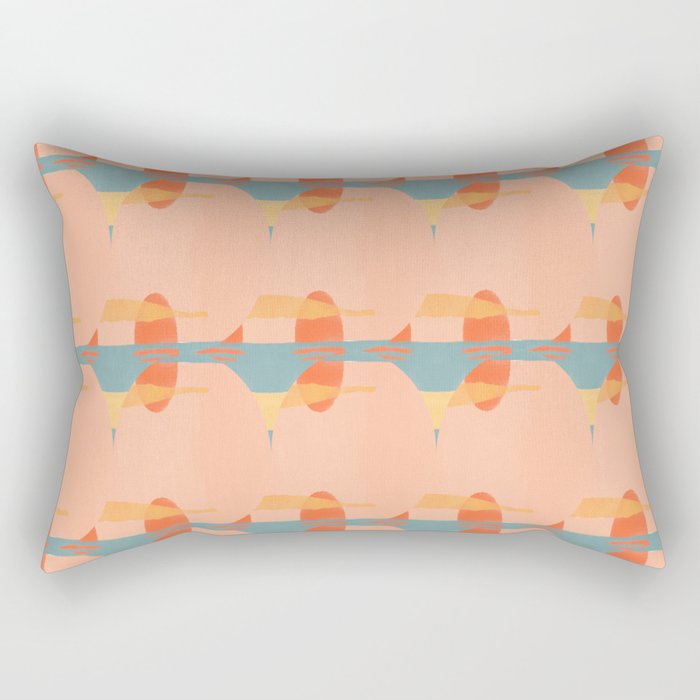 Sunset Boats Pattern Rectangular Pillow