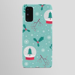 Christmas Pattern Turquoise Tree Globe Mistletoe Android Case