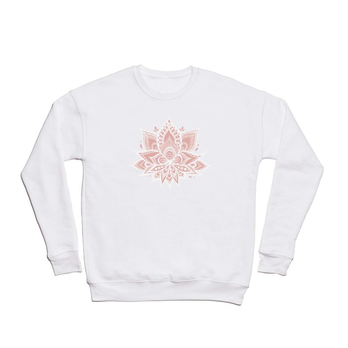 White Lotus Flower on Rose Gold Crewneck Sweatshirt