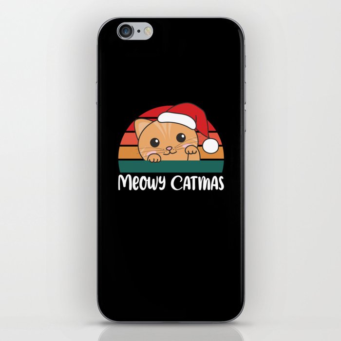 Merry Catmas Funny Cat Christmas Pun iPhone Skin