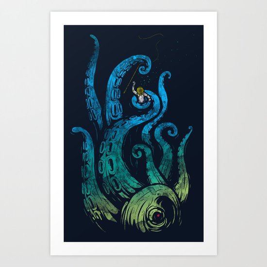 Undersea attack (neon ver.) Art Print