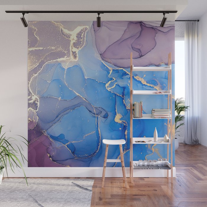 Sugar Plum + Cornflower Blue Abstract Haze Wall Mural