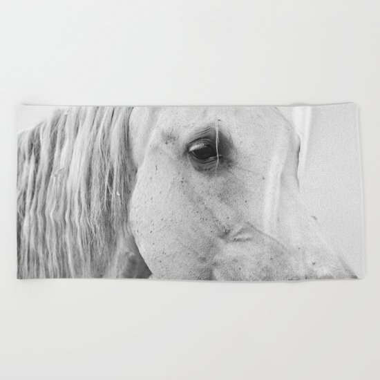 Horse Photography | Wildlife Art | Farm animal | Horse Eye Closeup by Magda Opoka Beach Towel