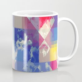 geometric pixel square pattern abstract background in blue pink red Mug