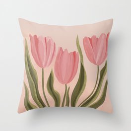Pink tulips Throw Pillow