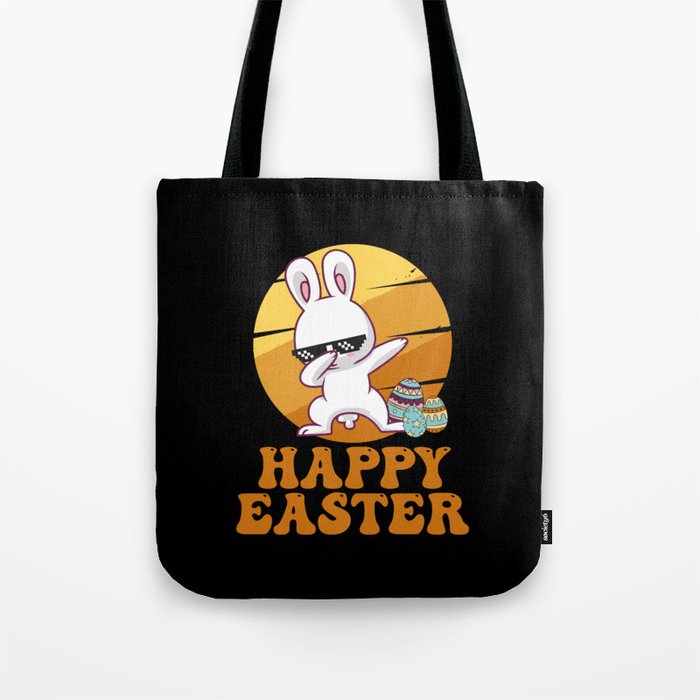 Happy Easter Kids Toddler Dabbing Bunny Tote Bag
