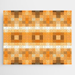 geometric symmetry pixel square pattern abstract background in brown Jigsaw Puzzle