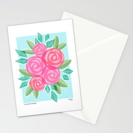 Roses Flower Market Colorful Pink Red Teal Stationery Card