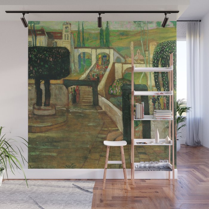 The Return of the Pilgrims landscape garden portrait by Lajos Gulácsy Wall Mural