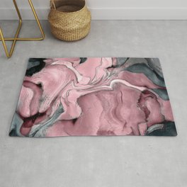 Blush rose watercolor - pastel pinks, grey and silver Area & Throw Rug