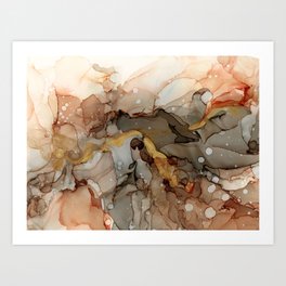 Abstract Ink - Earth Tones Gold Art Print