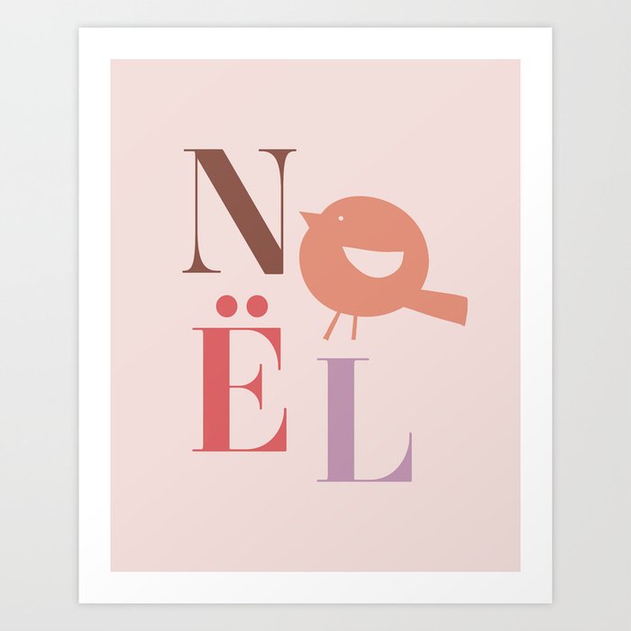Noel Bird in pastel cheer Art Print
