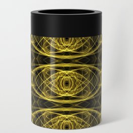 Liquid Light Series 6 ~ Yellow Abstract Fractal Pattern Can Cooler