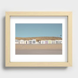Vintage colorful pastel beach houses art print- dutch summer vibes - sunset travel photography Recessed Framed Print