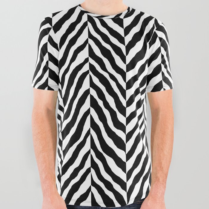 Abstract Zebra chevron pattern. Digital animal print Illustration Background. All Over Graphic Tee