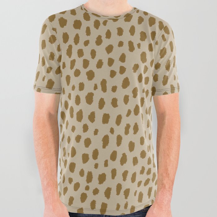 Handmade polka dot brush spots pattern (gold/tan) All Over Graphic Tee