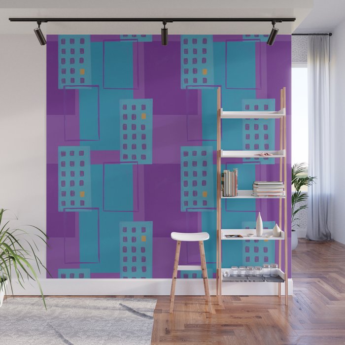 Abstract skyscrapers in the form of a seamless pattern Wall Mural