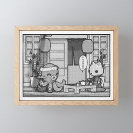 cute kawaii manga restaurant Framed Mini Art Print