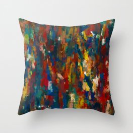Colorful Crowd Abstract Throw Pillow
