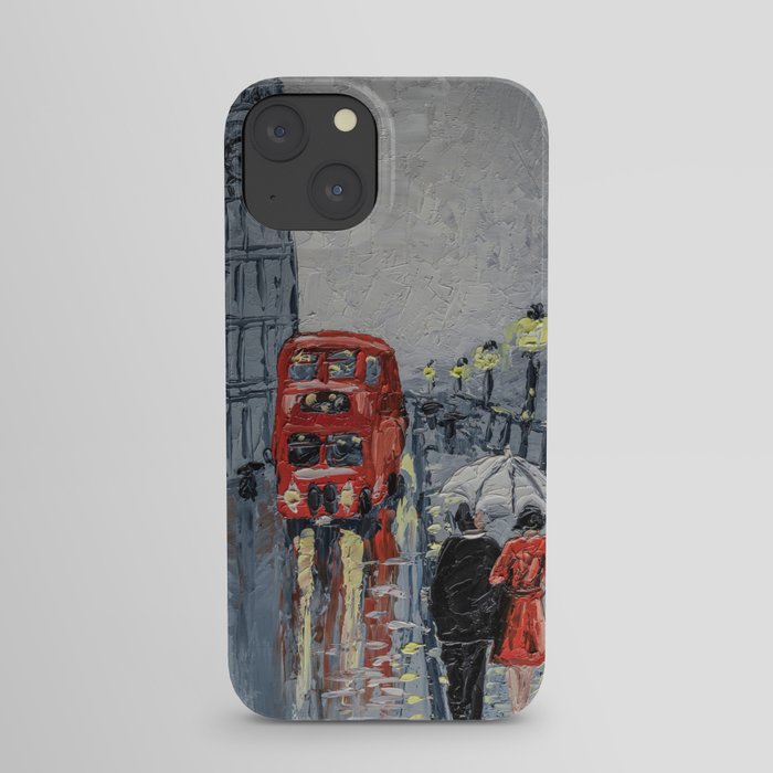 A couple walking in rainy London. iPhone Case