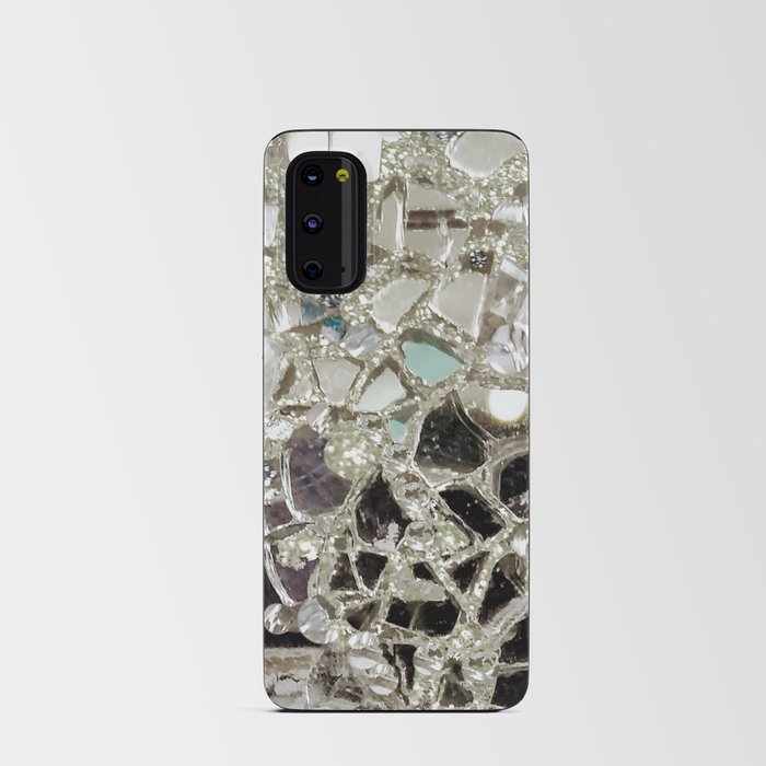 An Explosion of Sparkly Silver Glitter, Glass and Mirror Android Card Case