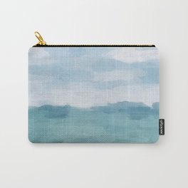 Ocean Clouds - Mint Blue White Gray Abstract Wall Art Painting Carry-All Pouch