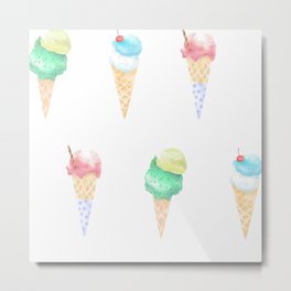 Ice Cream Party Metal Print | Painting, Summertimetreat, Sweettreat, Pastelicecream, Watercoloricecream, Kidsroom, Summerpastel, Sodashop, Watercolor, Icecream 