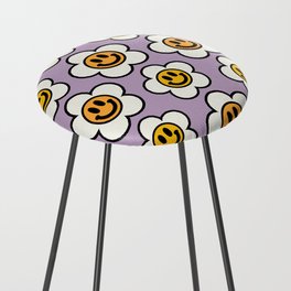 Bold And Funky Flower Smileys Pattern (Muted Lavender BG) Counter Stool