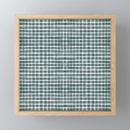 Painterly Gingham in Teal - Small Framed Mini Art Print