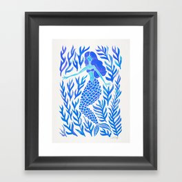 Kelp Forest Mermaid – Blue Palette Framed Art Print
