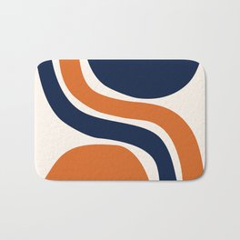 Abstract Shapes 66 in Vintage Orange and Navy Blue Bath Mat