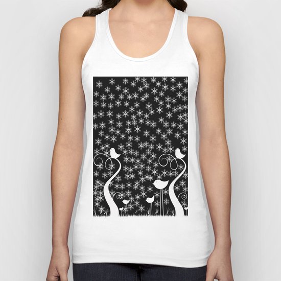 Birds In Harsh Winter. Unisex Tank Top