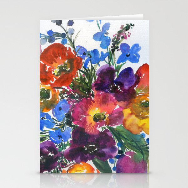 colorful bouquet: delphiniums Stationery Cards