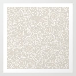 Beige and White Swirly Floral Pattern 02 Art Print