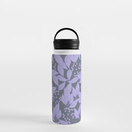 Leaves in Purple and Dark Gray Water Bottle