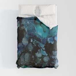 Blue Galaxy: Original Abstract Alcohol Ink Painting Duvet Cover