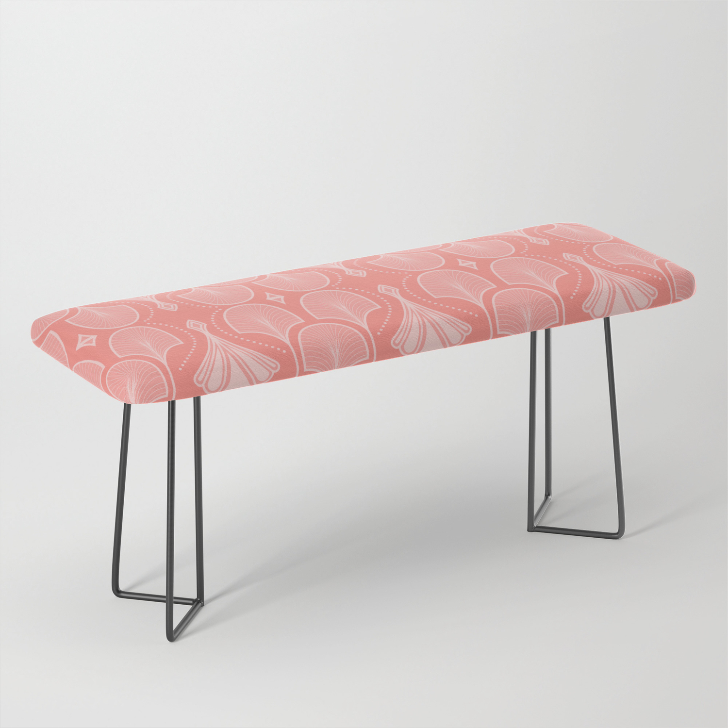 Art Deco Botanical Leaf Shapes Coral Bench By Anutu Society6