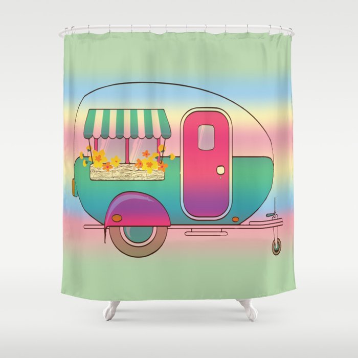 Happy Camper Rv Camping Shower Curtain By Trongnv Society6