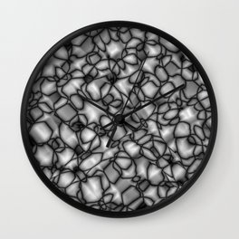 Chaotic bubbly inky of spherical molecules on dark glass. Wall Clock