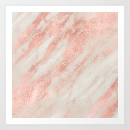 Desert Rose Gold Pink Marble Art Print