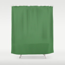 [ Thumbnail: Grey & Forest Green Colored Pattern of Stripes Shower Curtain ]